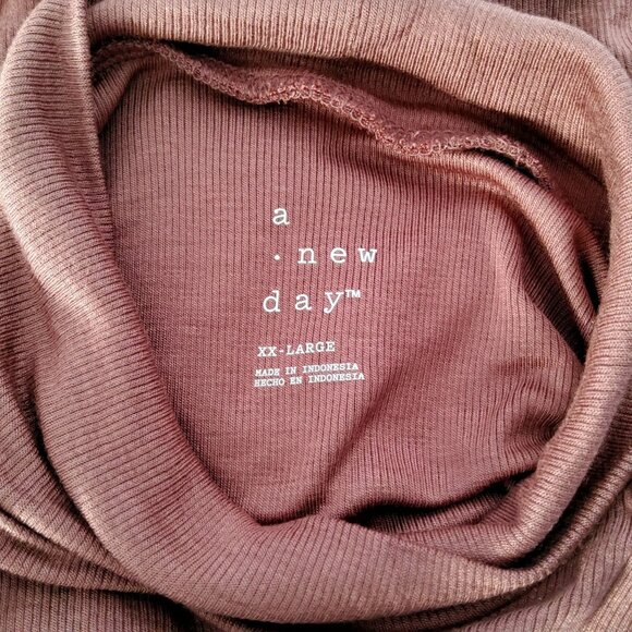 A New Day High neckline   Womens XX-Large Rust Long Sleeve Modal & Spandex Top - Picture 4 of 6